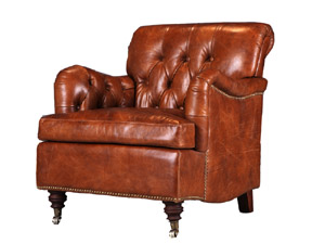 Tufted Roll Arm Vintage Leather Armchair