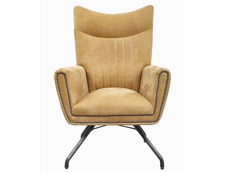 Vintage Genuine Leather Chair with Stool