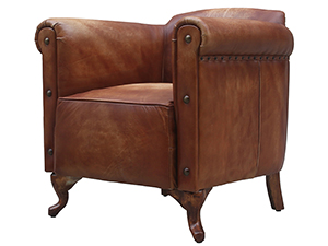 Vintage Leather Chair with Button Back