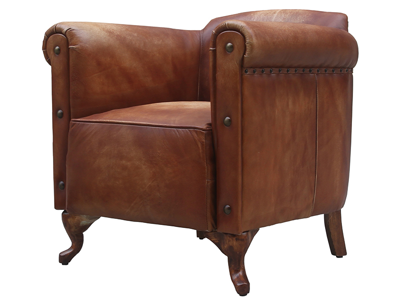 Vintage Leather Chair with Button Back