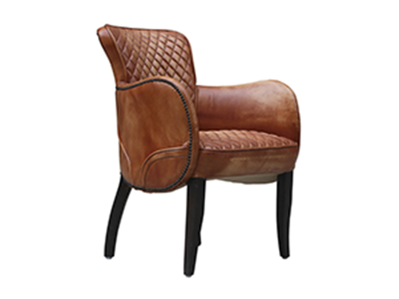 Vintage Leather Chair With Solid Wood Legs