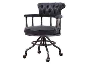 Vintage Leather Chair with Wheels