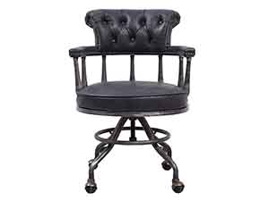 Vintage Leather Chair with Wheels