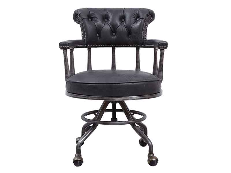 Vintage Leather Chair with Wheels