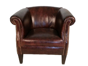 Vintage Leather Roll Arm Club Chair