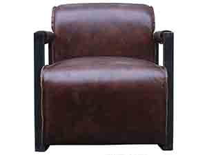 Vintage Real Cow Leather and Iron Arm Chair