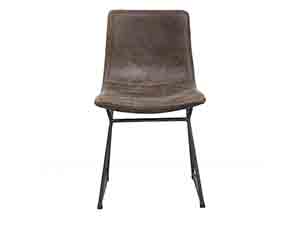 Vintage Tan Leather Iron Base Dining Chair
