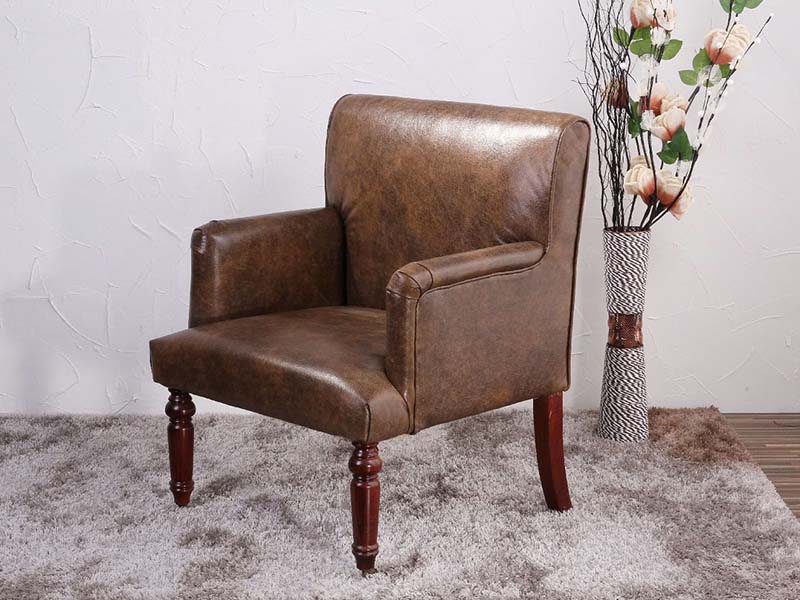 Vintage Wood Legs Armchair