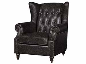Wing Back Vintage Leather Black Chair