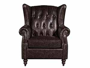 Wing Back Vintage Leather Brown Chair