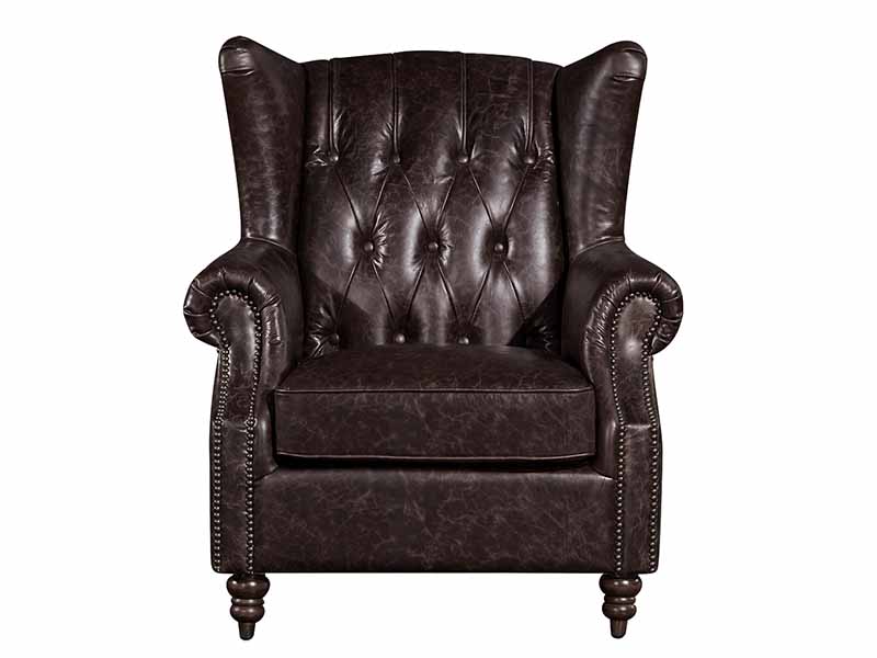 Wing Back Vintage Leather Brown Chair