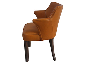Wooden Leg Retro Genuine Leather Armchair