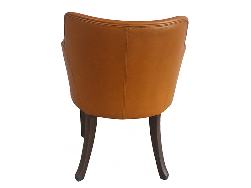 Wooden Leg Retro Genuine Leather Armchair