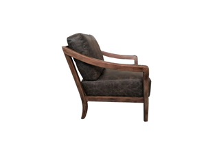 Genuine/Pu Leather And Oka Wood Vintage Chair With Armrest 