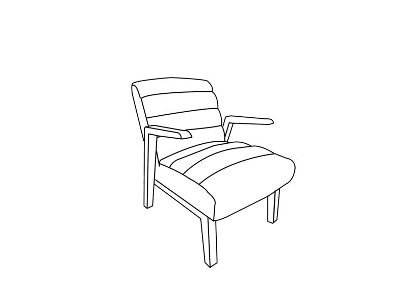 Black Leather Leisure Chair With Arms And Wide Seat 