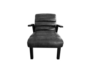 Black Leather Leisure Chair With Arms And Wide Seat 