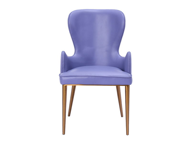 Luxury Leather Wing Chair with Golden Leg