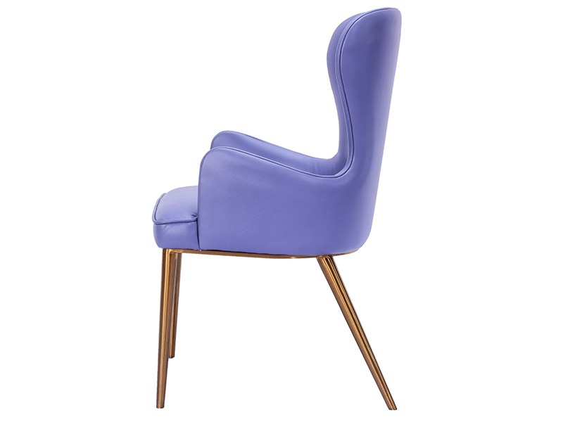 Luxury Leather Wing Chair with Golden Leg