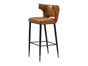 Luxury Leather Tufted Back Bar Chair