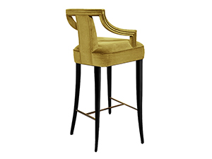 Black Lacquer High Gloss Leg Velvet Counter Chair