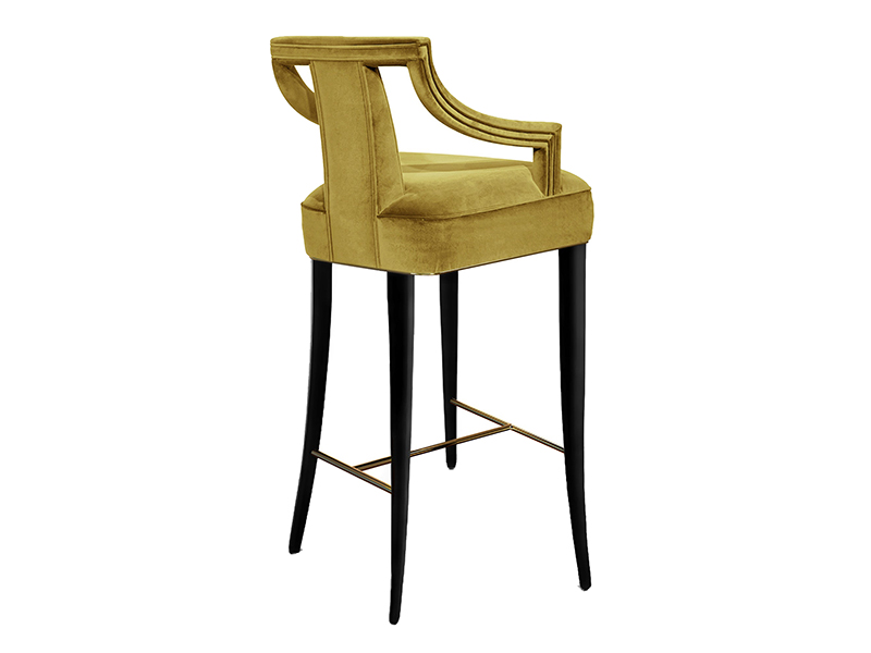 Black Lacquer High Gloss Leg Velvet Counter Chair