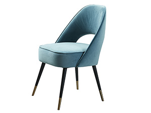 Metal Leg Blue Velvet Restaurant Chair
