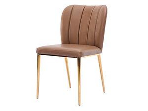 Luxury Brushed Gold Legs Leather Dining Chair