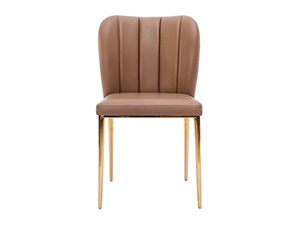 Luxury Brushed Gold Legs Leather Dining Chair