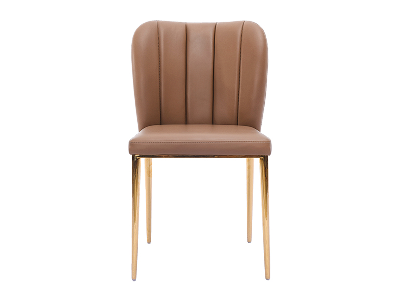 Luxury Brushed Gold Legs Leather Dining Chair