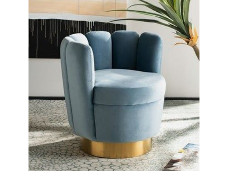 Living Room Petal Shape Stainless Steel Frame Velvet Leisure Chair