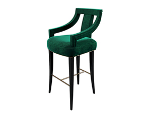 Luxury Black Birch Wood Leg Counter Bar Stool Velvet