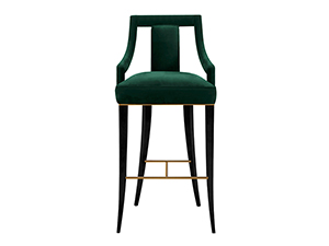 Luxury Black Birch Wood Leg Counter Bar Stool Velvet