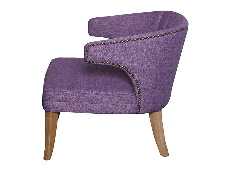 Oak Wood Stain Leg Tub Fabric Armchair