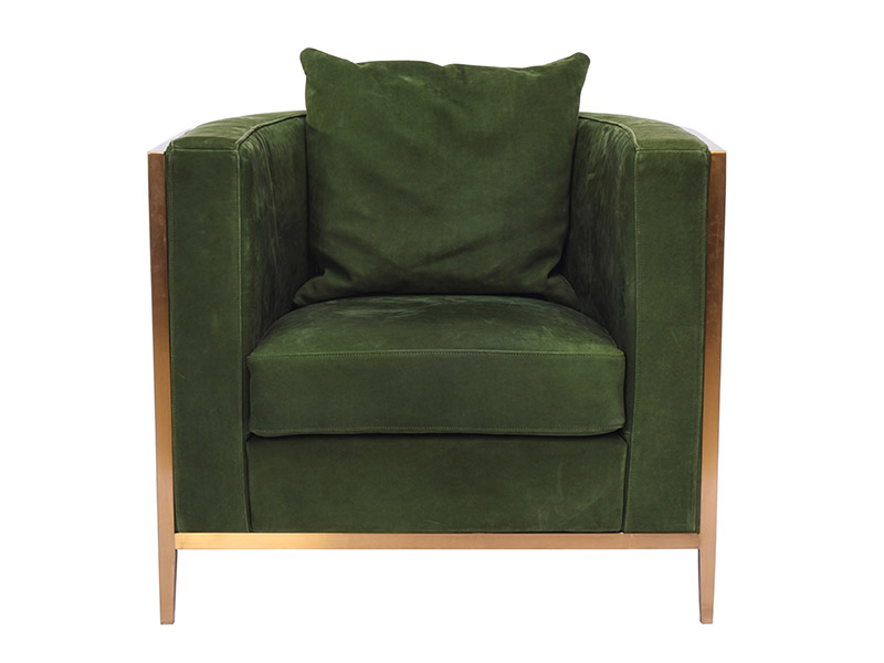 Metal Frame Unique Design Green Velvet Sofa