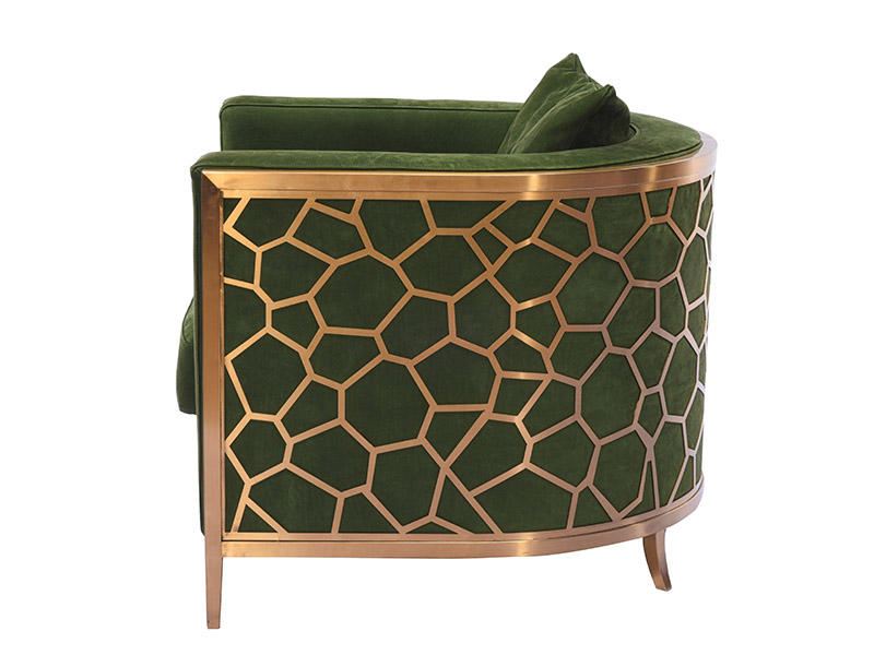 Metal Frame Unique Design Green Velvet Sofa