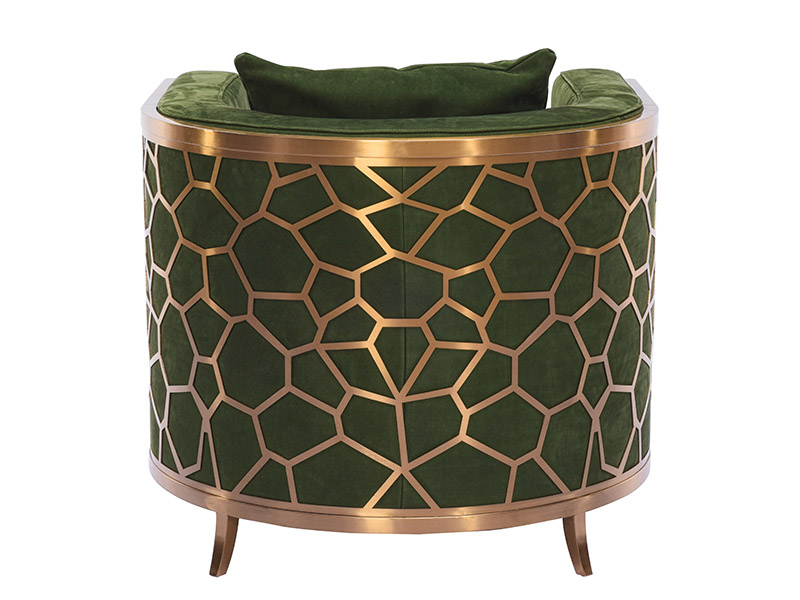 Metal Frame Unique Design Green Velvet Sofa