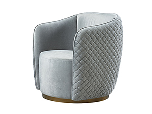 Diamond Stitched Cover Leather Sofa with Metal Base