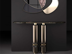 Marble Top Console Dining Table Set