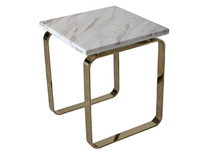 Golden Base Jazz White Marble Top Side Table