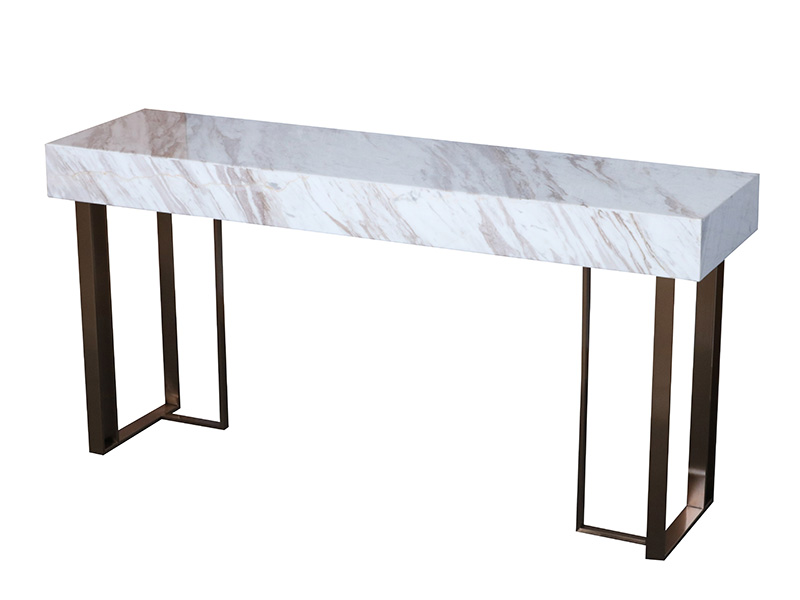 Golden Metal Leg Marble Top Console Table