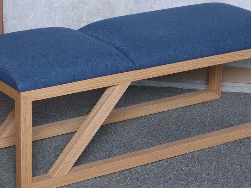 Oak Stain Wood Base Luxury Fabric Bed Bench