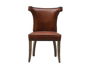 Riveted Wood legs Vintage Leather Stool