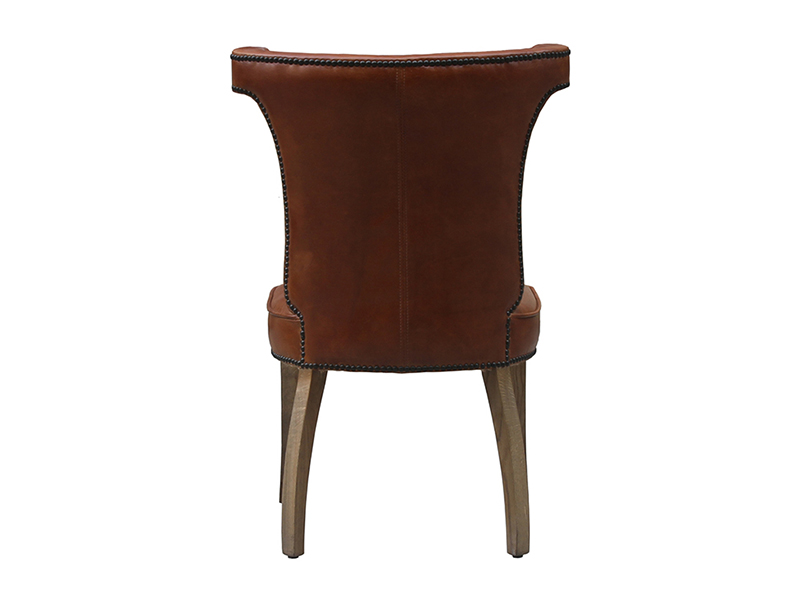 Riveted Wood legs Vintage Leather Stool