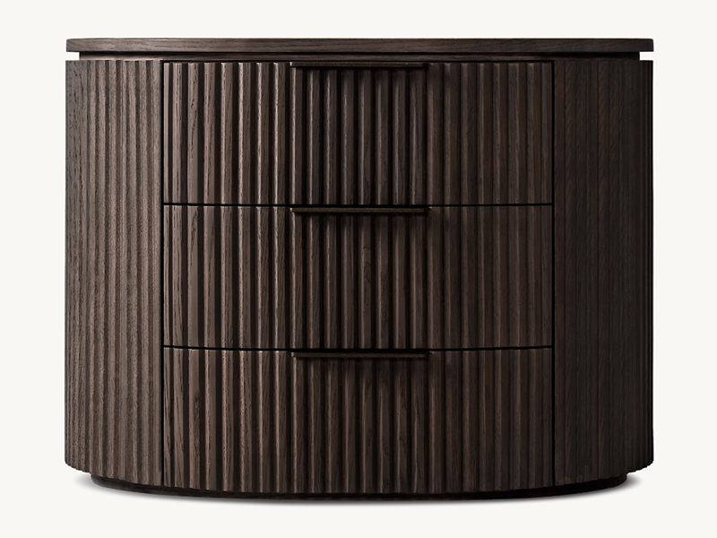 Striated Oak Nightstand;Wooden Nightstand With One Drawer;Byron Nightstand