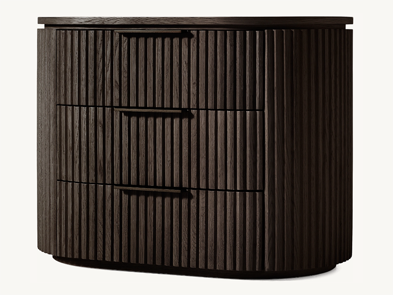 Nightstand with 3 drawers;Wooden Bedroom Nightstand;European White Oak Nightstand