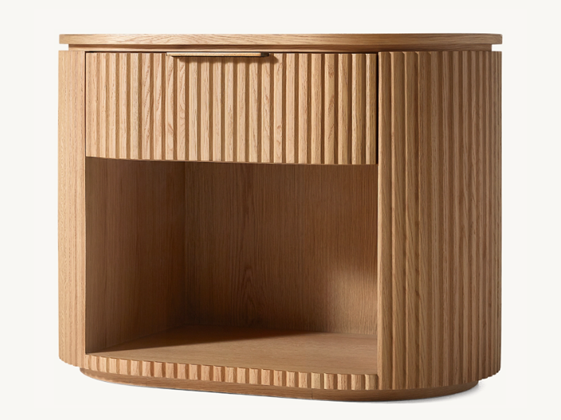 Striated Nightstand;Antique Wooden Nightstand;European White Oak Nightstand