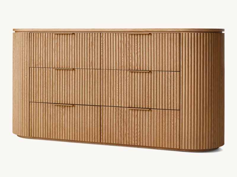 Dresser With 6 Drawers;Wooden Dresser;Oak Striated Dresser