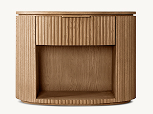 Striated Nightstand;Antique Wooden Nightstand;European White Oak Nightstand