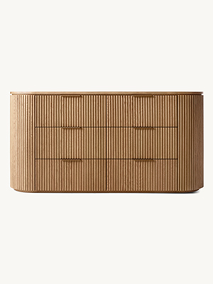 Dresser With 6 Drawers;Wooden Dresser;Oak Striated Dresser