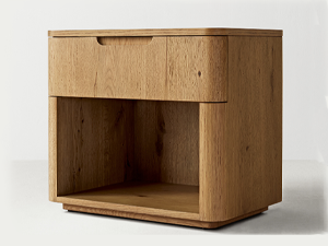 Nightstand With Groove;Custom Size Nightstand;Madero Oak Wooden Nightstand